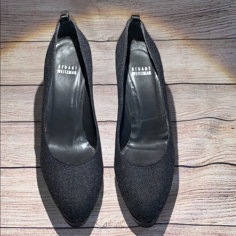 Stuart Weizmann Wool Platform Pumps 7 1/2 Bx4 - image 3